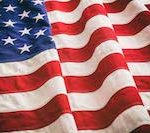 USA flag, US of America sign symbol background, closeup view